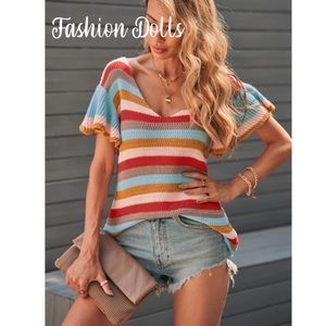L Last One Paint The Town In Strips Sweater New